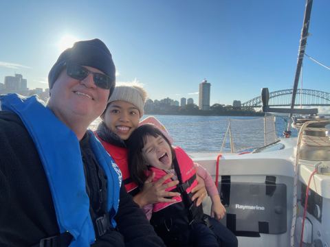 The new family, out on the water